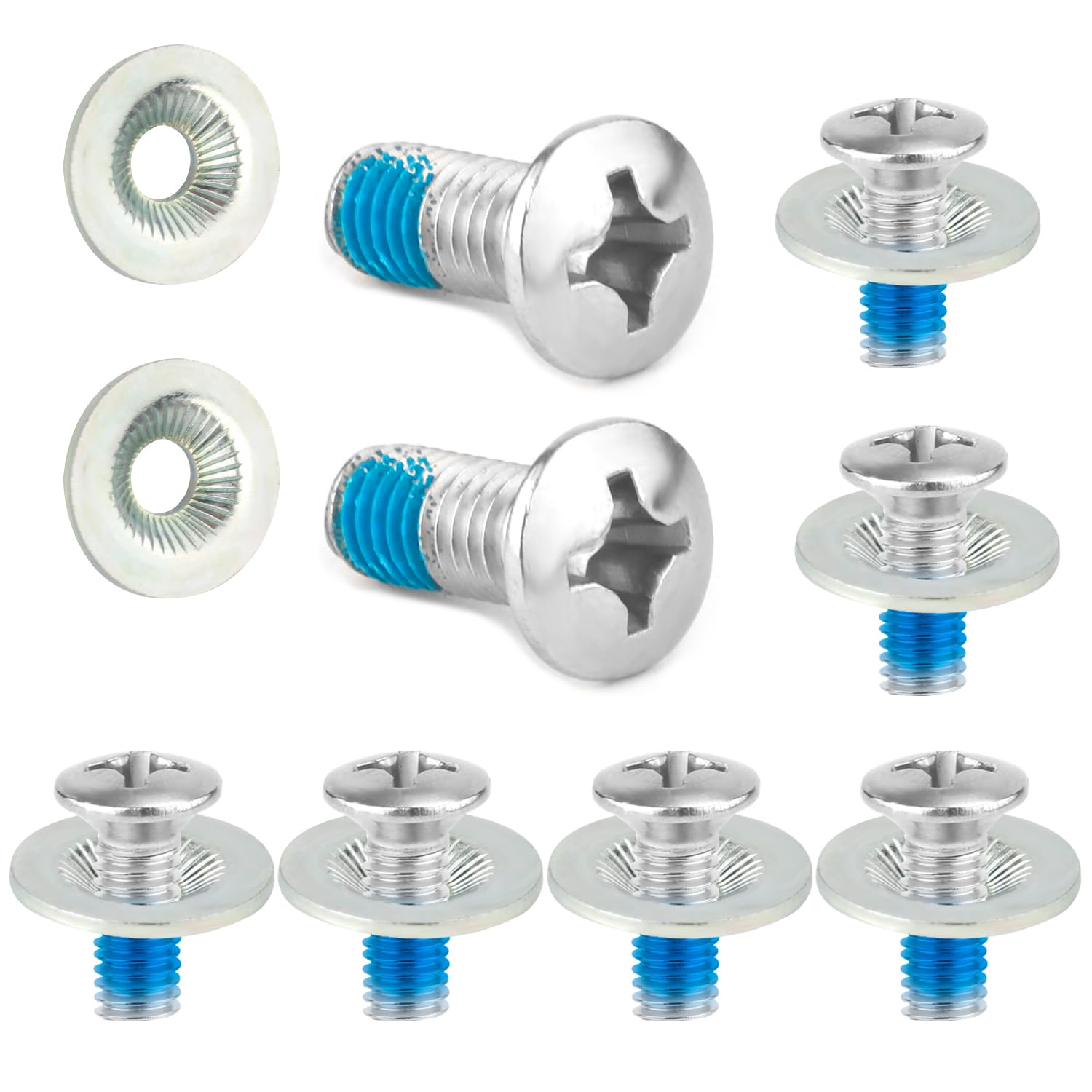 16pcs Snowboard Fixing Screws Set Stainless Steel Snowboard Mounting Screws with Non-Slip Washers for Sport Snowboard Replacement Gear