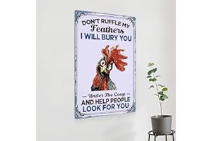 Vintage Funny Chicken Metal Tin Sign for Chicken Coop Kitchen Home Farmhouse Outside Farm Yard Gifts for Neighbor Friends 7 x