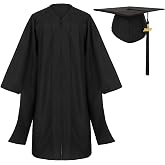 Erligo Black Masters Graduation Cap and Gown with 2026 Year Tassel | Polyester Fabric, Unisex Black Graduation Gown and Cap Set