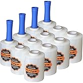 ADAYM Plastic Stretch Film Shrink Wrap Roll for Moving, 5" x 1200' 12 Rolls | 80 Gauge 600% Stretch, Self-Adhering, 5 inch Plastic Saran Wrap, For Moving, Packing, Furniture &amp; Pallet Stabilization
