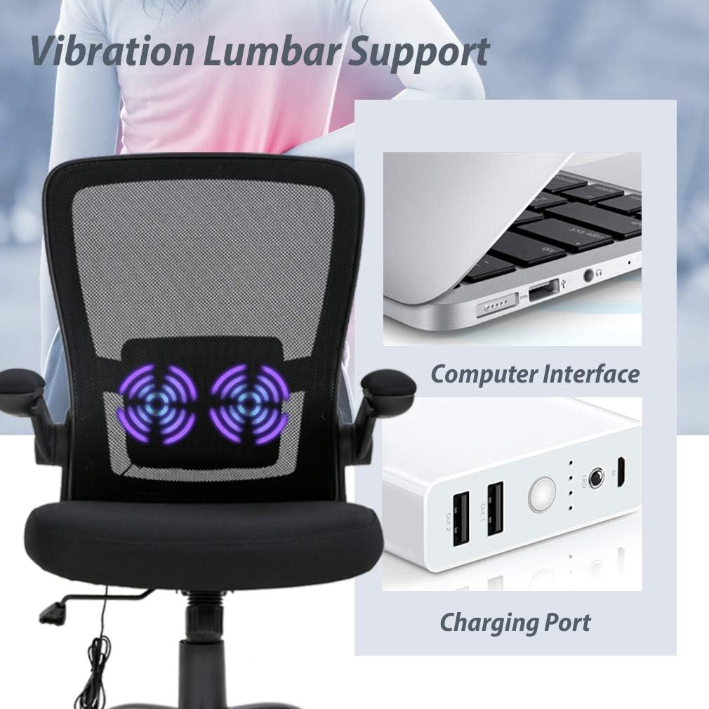 Home Office Chair Ergonomic Desk Chair Mesh Computer Chair Swivel Rolling Executive Task Chair with Lumbar Support Arms Mid Back Adjustable Chair for Adults, Black: Furniture & Decor