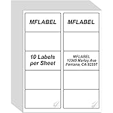 MFLABEL 2x4 Shipping Labels 10-UP - 500 Sheets (5000 Labels!) for Laser/Inkjet Printers | Industrial Adhesive for Boxes/Mailers | FBA & UPS Certified + Free 48 Fragile Stickers