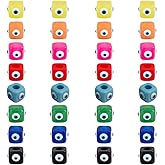GOMAKERER 32 Pcs 8 Styles Resin Evil Eye Beads, Cube Large Hole Turkish Beads Mixed Color Lucky Beads Evil Eye European Spacer Beads for DIY Bracelets Necklace Jewelry Making, Hole: 6mm