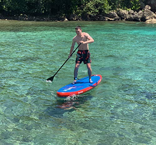 aquaplanet 10ft 6" x 15cm PACE Stand Up Paddleboard - Incl: SUP, Hand Air Pump w/Pressure Gauge, Adjustable Aluminum Floating Paddle, Repair Kit, Rucksack, Coiled Leash & 4 Kayak Seat Ring Fittings