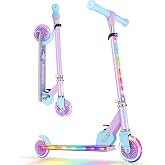 BELEEV V2 Scooters for Kids with Light-Up Wheels &amp; Stem &amp; Deck, 2 Wheel Folding Scooter for Girls Boys, 3 Adjustable Height, Non-Slip Pattern Deck, Lightweight Kick Scooter for Children Ages 3-12