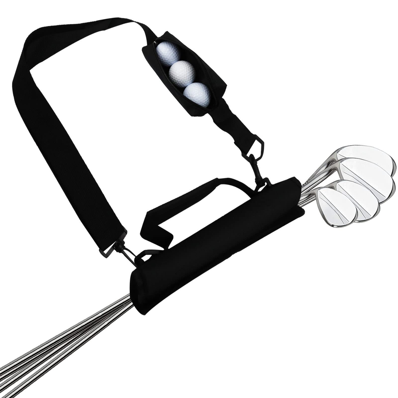 Golf Club Carry Bag with Pocket and Shoulder Strap for Men Women Golfer Lightweight Foldable Durable (Black)