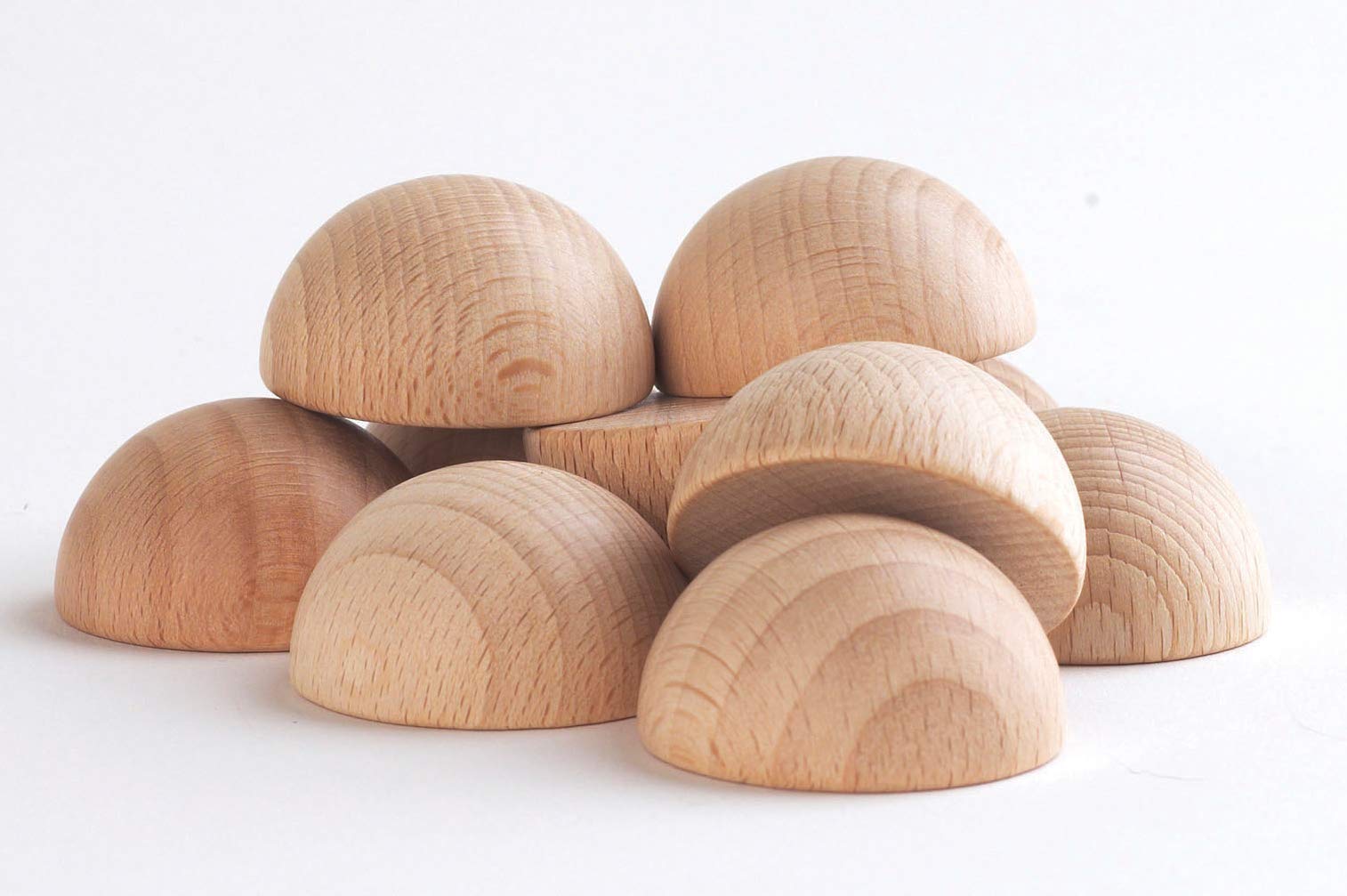 tickit Wooden Semispheres – Natural Heuristic Play Toys for Babies and Toddlers to Inspire Curiosity, Discovery and Early Development – Smooth Wooden Texture – Pack of 10 – 40mm