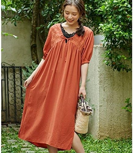 Amazon Co Jp ロペピクニック Rope Picnic Web限定 レースロング丈ワンピース レンガ 75 38 服 ファッション小物