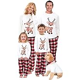 LIONVI Family Matching Christmas Pajamas Set Cotton Xmas Deer Holiday Pajamas Sleepwear Dad Mom Kids PJs