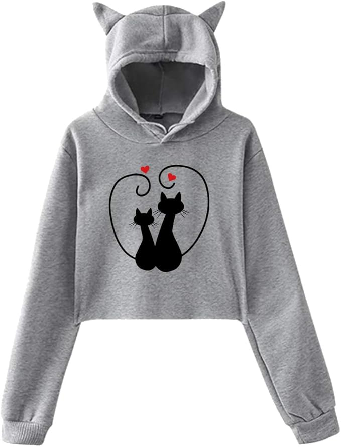 Cat Wedding Love Cat Ear Hoodie Sweater Comfortable Gray Amazon.co.uk