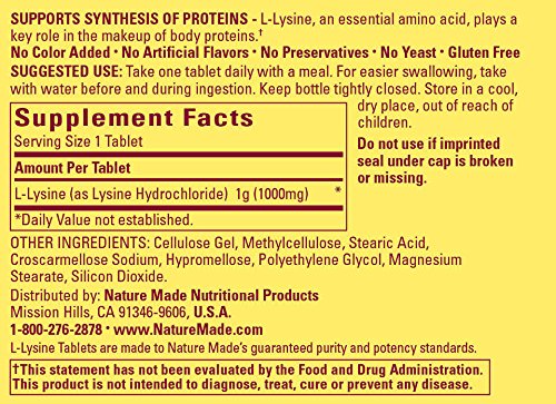 Nature Made L-Lysine Tablet 1000mg