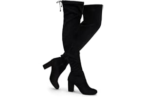 Vepose Women's Over The Knee High Boots Suede Thigh High Boot 3 Inch Chunky Heels Zipper Adjustable Opening Shoes