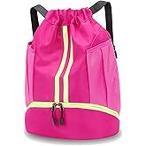 Rudmox Drawstring Backpack with Shoe Compartment,Water Resistant Sports Gym Bag,String Bag for Men Women,Soccer,Basketball