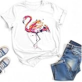 Cute Flamingo Print T Shirt for Women