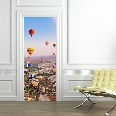 WWAAXX 3D Druck Tür Aufkleber Kreative Aufkleber Helium Tür Ballon PVC Wasserdichte Wandaufkleber DIY Schlafzimmer Wandbild H