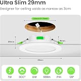 ALUSSO LED Downlights 7W Ultra Slim 3CCT Dimmable IP44 6 Pack White view 2