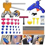 PDR Tools,Gliston 42pcs Paintless Dent Removal PDR Tools for Car Body Repair Tool Dent Repair -PDR Dent Lifter -Glue Sticks-Glue Gun -Pro Glue Tabs -Mini T bar
