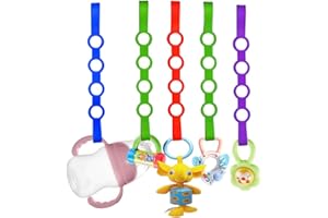 GELINOR Toy Straps for Baby, 5 Pack Silicone Pacifier Clips Toddler Bottles Harness Holder for Stroller,Highchair,Crib,Shopping Trolley,Cars,Bags