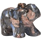 Justinstones Llanite Elephant Figurine Office Decor Reiki Chakra Crystal Healing Guardian Desk Decoration Stone Crafts Gemstone Collectible 1.6 inch