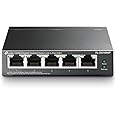 TP-Link TL-SG1005P, 5 Port Gigabit PoE Switch, 4 PoE+ Ports @65W, Desktop, Plug & Play, Sturdy Metal w/ Shielded Ports, Fanle