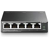 TP-Link TL-SG1005P, 5 Port Gigabit PoE Switch, 4 PoE+ Ports @65W, Desktop, Plug & Play, Sturdy Metal w/ Shielded Ports, Fanle