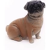 1" Tall Miniature Brown Pug Figurine Realistic Collectibles Resin Dog Statue Hand Painted Polyresin Figure Decor