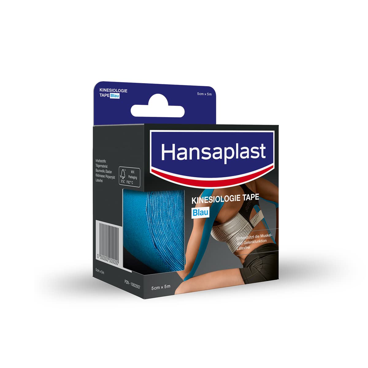Hansaplast Kinesiology Tape, Waterproof Sports Tape Relieves Muscle Pain and Promotes Blood Circulation, Kinesio Tape Provides Support for Joints and Muscles, 1 Roll, Blue