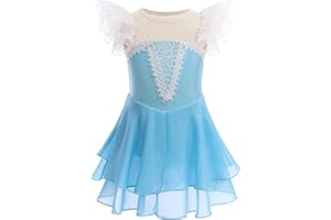 AFAVOM Figure Skating Dress for Girls Sequin Flower Mesh Ice Skating Dress Ballet Dance Leotard Dress for Competition Costume