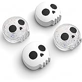 Jemdo Thumb Grips Compatible with Nintendo Switch 2 (2025) &ndash; 4pcs White/Glitter Skull Design Silicone Joystick Caps, Comfortable Controller Stick Cover Gifts for Kids &amp; Gamers