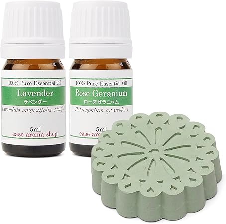 Amazon Ease アロマオイル エッセンシャルオイル アロマストーン セット フェミニン アロマストーン 緑 ラベンダー ローズゼラニウム 各5ml Ease Aroma イーズアロマ ビューティー 通販