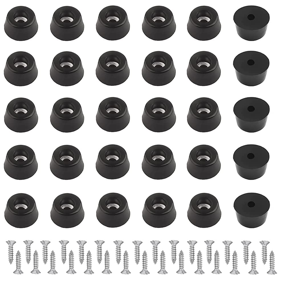 30 Pieces Small Round Rubber Feet Rubber Bumper Feet with Matching Screws Cutting Board Rubber Feet for Cabinet Desk Tables Chairs Couches Electronics and Appliances(22 * 18 * 10mm)