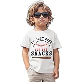 GLIGLITTR Baseball Shirt for Toddler Boys Girls I'm Just Here for The Snacks Funny Tshirt Kids Short Sleeve Summer Tee Tops