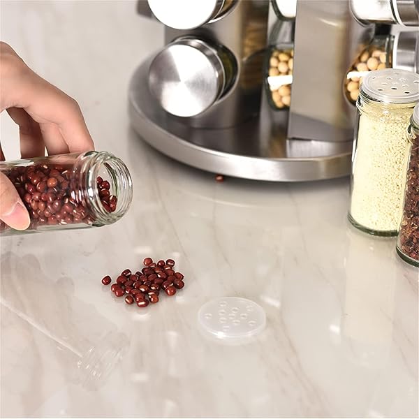 EBIZ&TECH 20-JAR STAINLESS STEEL ROTATING SPICE RACK WITH NON-SLIP BASE – KITCHEN COUNTERTOP ORGANIZER FOR EASY ACCESS AND STORAGE OF SPICES (BLACK)