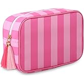 EMBRUNIOICE Makeup Bag Travel Cosmetic Bag Organizer Tassel Toiletry Bag Large Canvas Zipper Pouch Mahjong Tile Bag