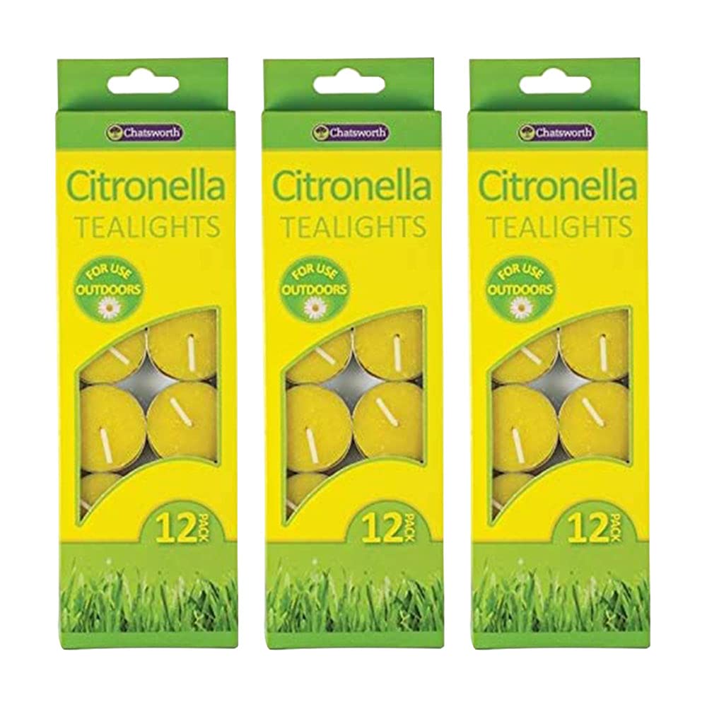 Insect Repellent Incense Sticks and Scented Tealight Candles with 8Hr Burning Time and Strong Citronella Smell | Mosquito Repellent for Outdoor/Indoor Use (3 x Chatsworth Citronella Teal)