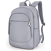 LIGHT FLIGHT Travel Laptop Backpack Women, 15.6 Inch Laptop Backpack with USB Charging Hole, Water Resistant College Bookbag, Black Computer Backpacks for Work, Gray