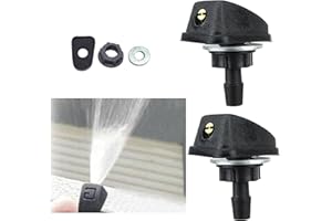 gunhunt 2 PCS Automotive Windshield Nozzle, 1.06" x 0.62" x 0.86" M8 360° Adjustable Hood Fan Spray Nozzle, Portable Universal Replacement Accessories, Compatible with Most Car Models (Black)