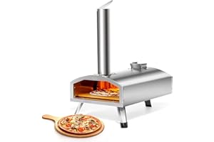 POLARCOFORGECO 12-Inch Outdoor Pizza Oven, Portable Stainless Steel Pizza Maker, Wood Pellet-Fueled Oven for Patio, Camping, and BBQ