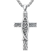 Lattd Cross Christian Fish Necklace 925 Sterling Silver Cross Pendant Religious Jewelry Gifts, w/Stainless Steel Chain 22”+2”
