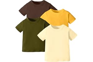 OPAWO Unisex Infant Baby Crew Neck T-Shirt 4 Pack Toddler Short Sleeve Solid Color Tees Shirts for Boys Girls 6 Months-5T