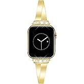 MOINSPIRE Designer Slim Watch Bands for Women Compatible with Apple Watch 38/40/41/42/44/45/46/49mm Dainty Dressy Cute Bracelet Metal Chain Straps for iWatch Series 11/10/9/8/7/6/5/4/3/2/1/SE/Ultra