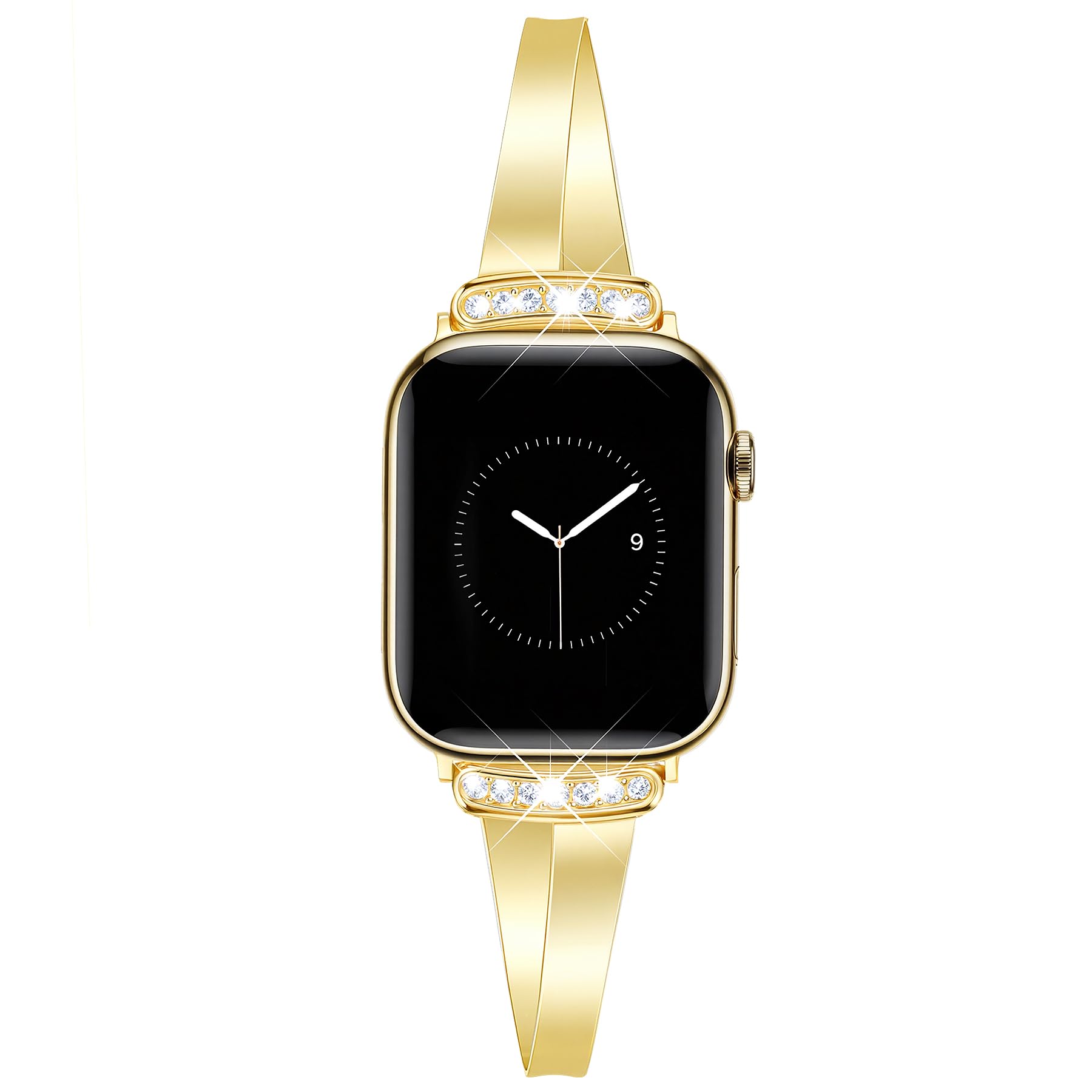 MOINSPIRE Gold Slim Band for Women Compatible with Apple Watch 42mm(S3/2/1) 44mm 45mm 46mm 49mm Designer Jewelry Dressy Bracelet Adjustable Metal Strap for iWatch Series 11/10/9/8/7/6/5/4/SE/3/2/1