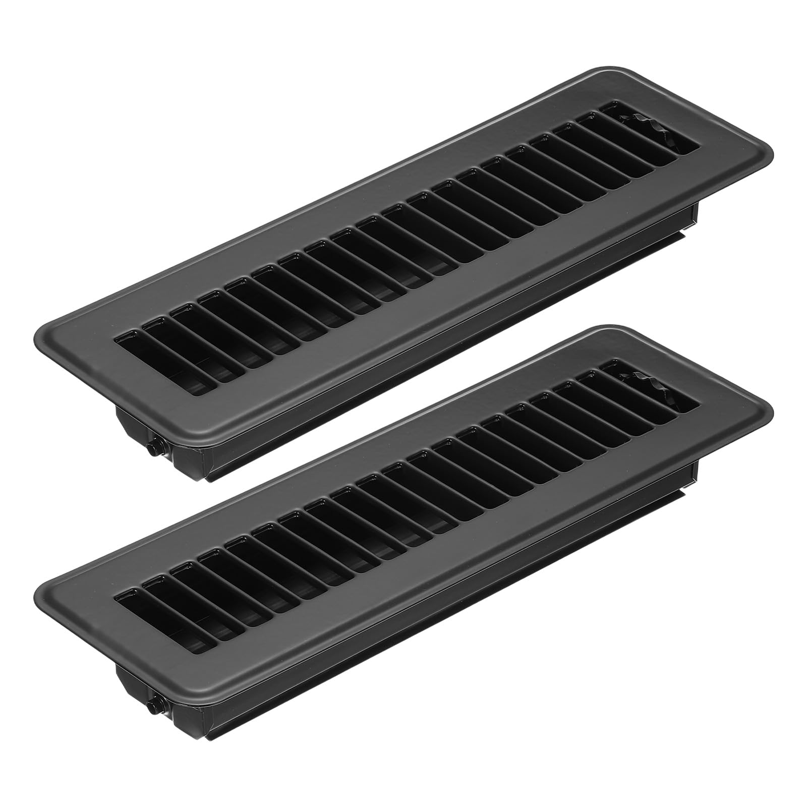 PATIKIL 10 x 2 Inch Floor Register, 2pcs Heavy Duty Air Vent Cover Steel Adjustable Decor Vents Easy Adjust Floor Grates for Sidewall Home Office, Black