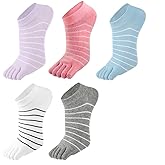 JJLEAF Toe Socks, 5 Pairs Women's Toe Socks for Running Cotton Five Finger Socks Athletic Walking