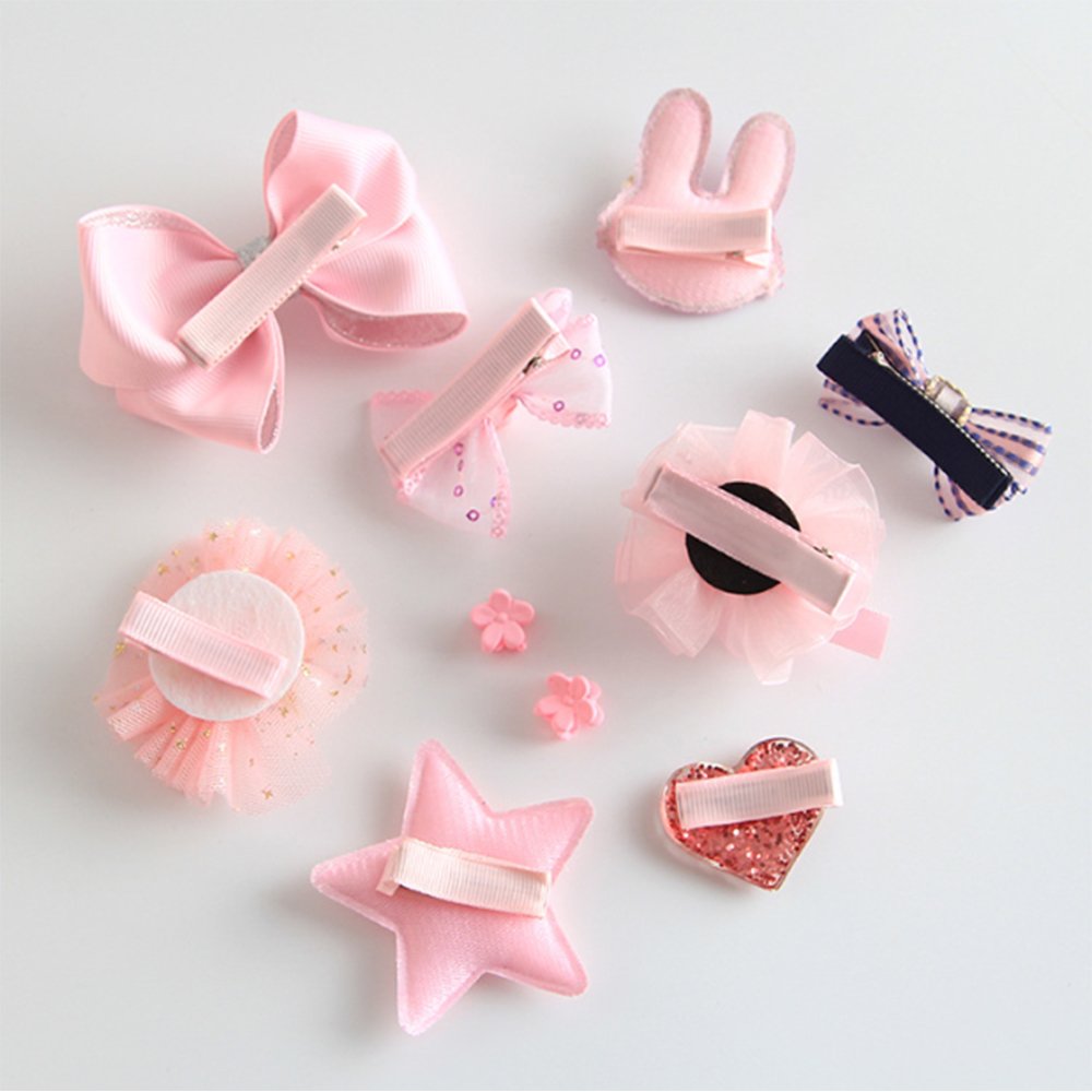 Zinnor Hair Styling Accessories Kit Hair Clips Bows Barrettes Hairpins Set for Toddler Baby Girls with Pink Gift Box 10Pcs Cute Gorgeous Girls Gift on Children\'s Day, Birthday or Holiday Gift (Pink)