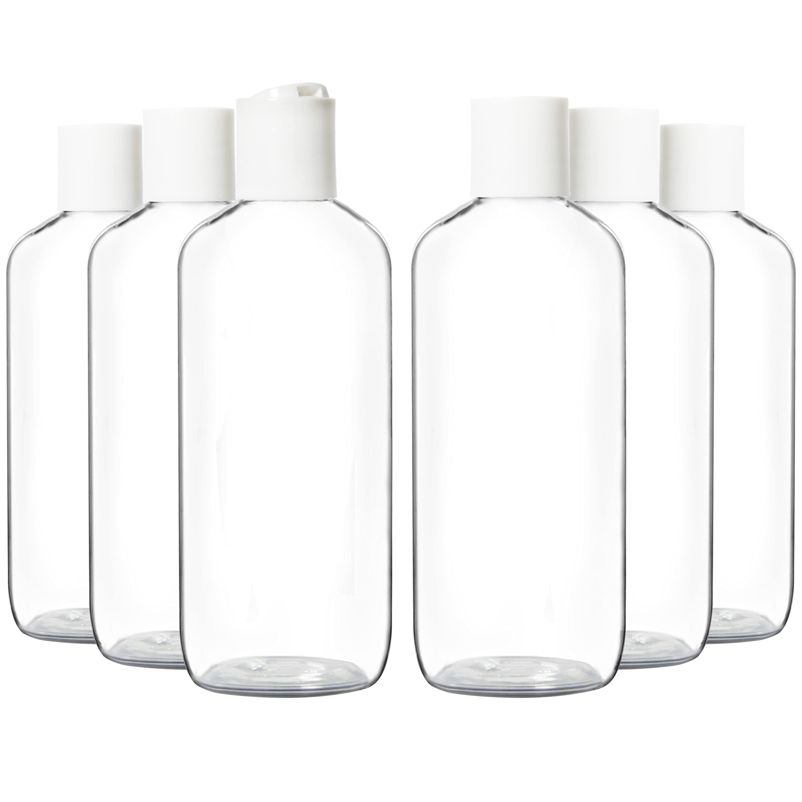Youngever 6 Pack 500ML Empty Squeeze Containers with White Disc Cap, Plastic Bottles with Disc Top Flip Cap, Refillable Cosmetic Bottles, Squeeze Containers