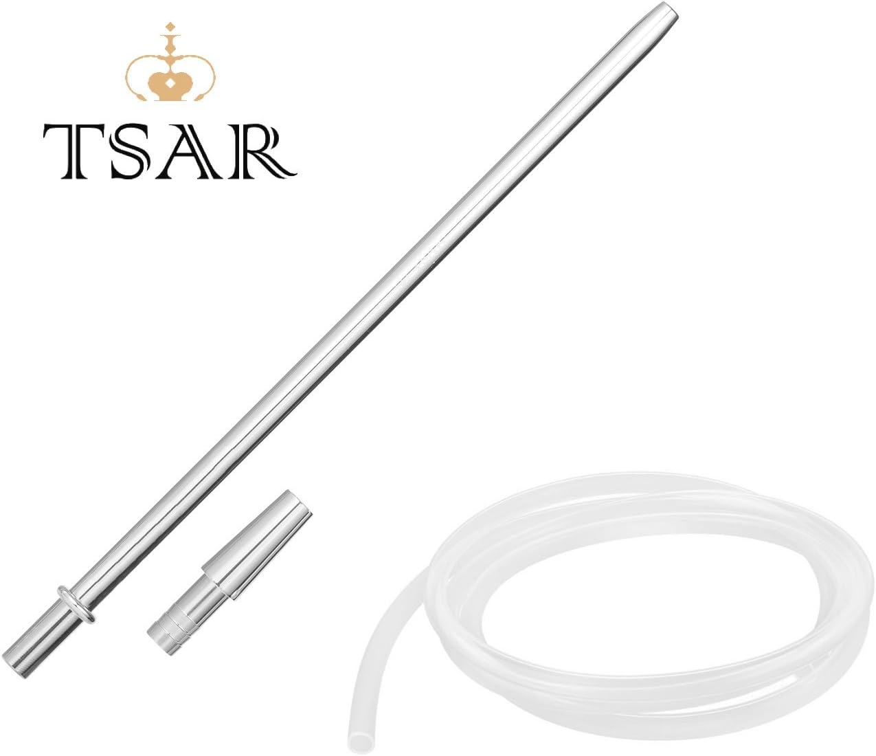 Chicha Shisha Hose - Tsar Silicone Shisha Hose with Finger Handle and Aluminium Connectors - Chrome Grey