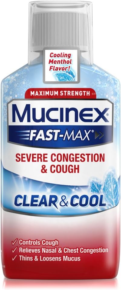 Amazon Com Mucinex Fast Max Clear Cool Severe Congestion Cough Liquid 6oz Health Personal Care