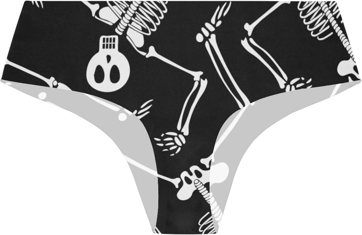 Stretchy Ladies Hipster Panties Soft Breathable Skeleton Skull Pattern