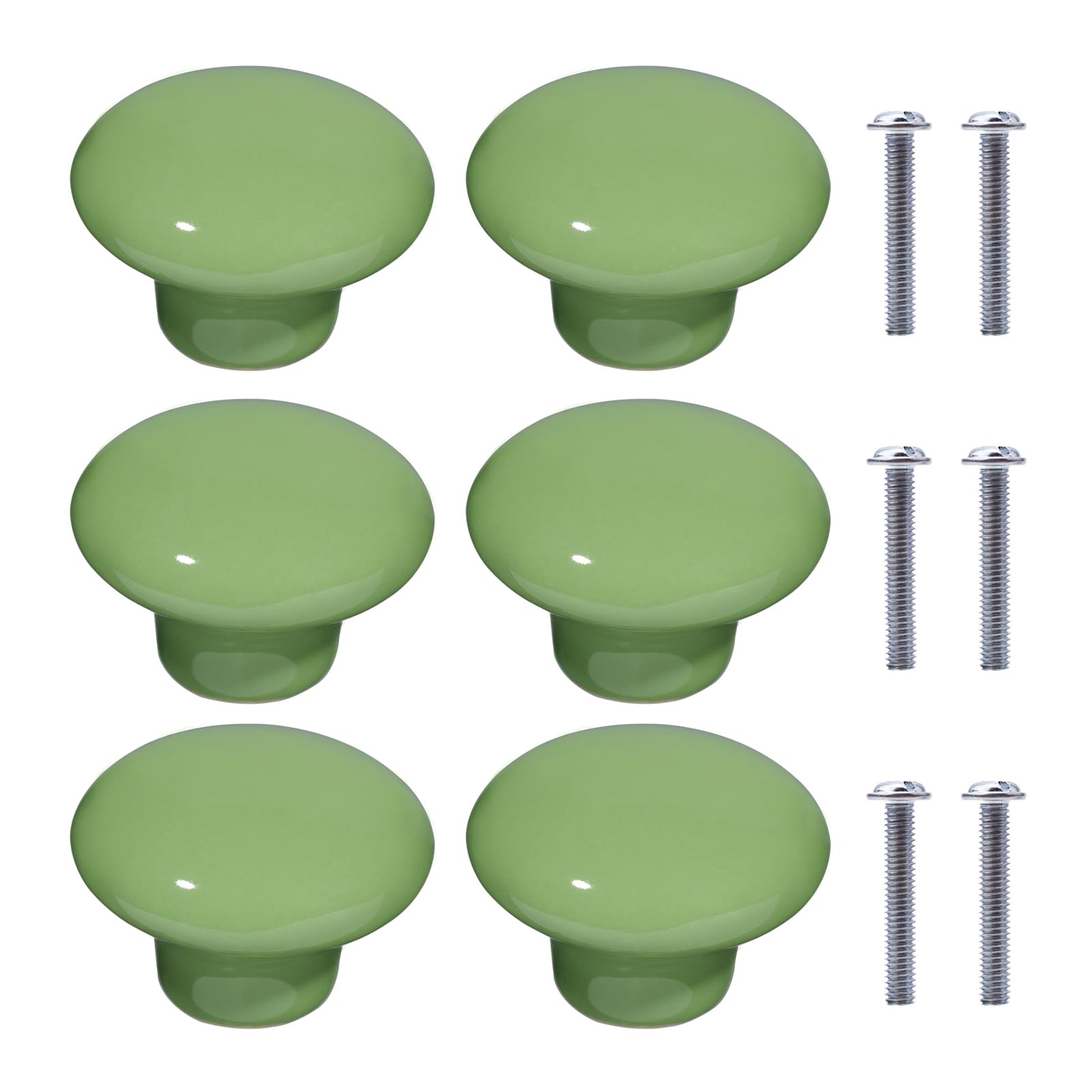 NAKUPENDA 6Pcs Furniture Ceramic Knobs Round Ceramic Cupboard Drawer Knobs Ceramic Handles with Screws for Children's Room Kitchen Cupboards Bookshelf (Green)